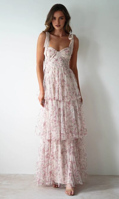 Adjustable Strap Floral Maxi Dress