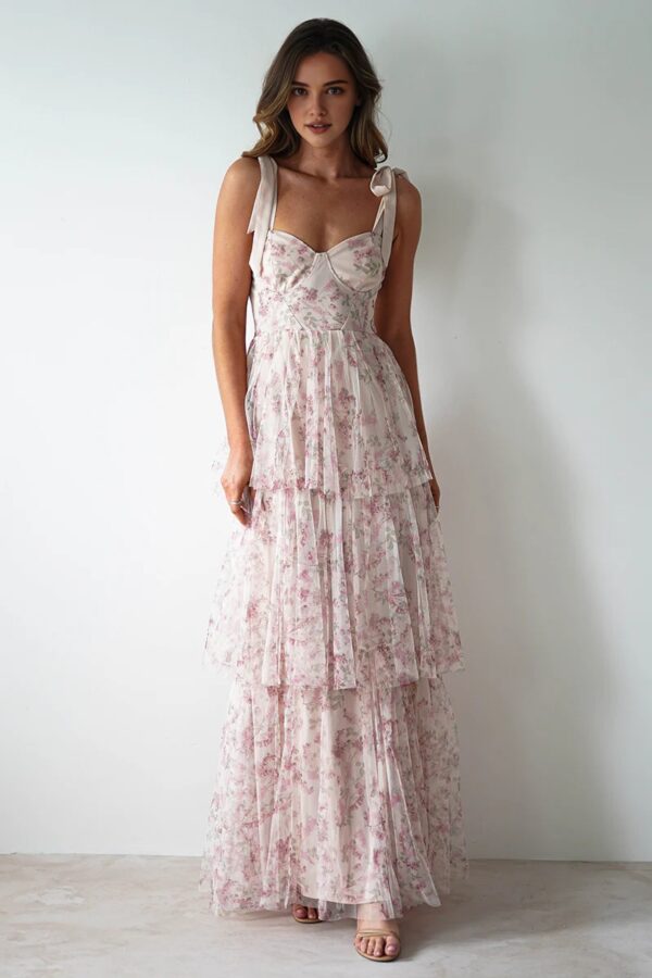 Adjustable Strap Floral Maxi Dress