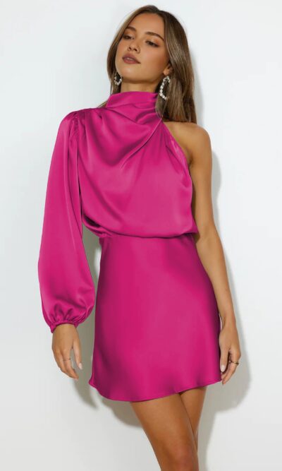 Meet Tonight Satin Asymmetrical Dress