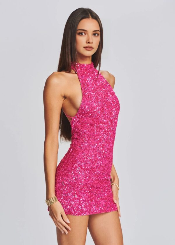 Sexy Backless Halter Neck Sequin Party Dress