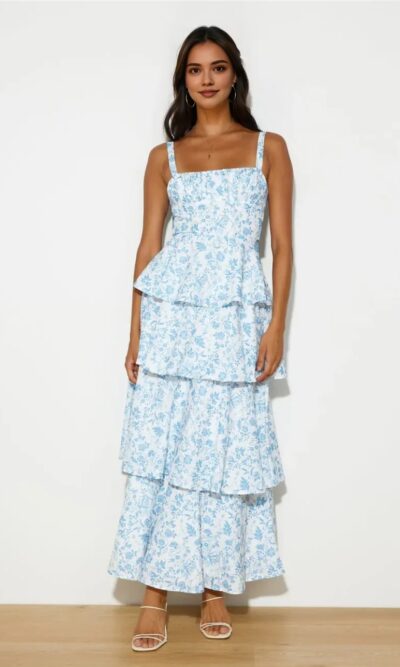 Bow Holiday Party Elegant Printed Maxi Dress