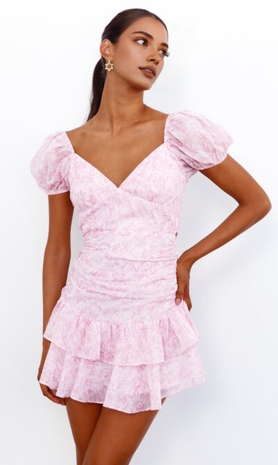 Style Puff Sleeve Floral Mini Dress