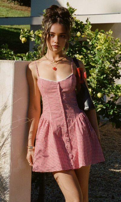 Toulouse mini dress red gingham red gingham