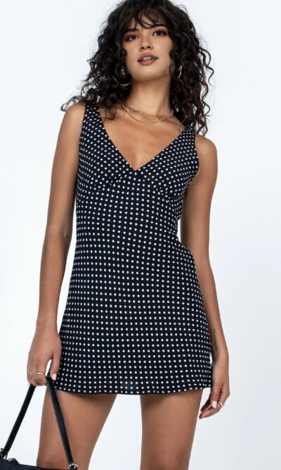 V-neck Printed A-line Mini Dress