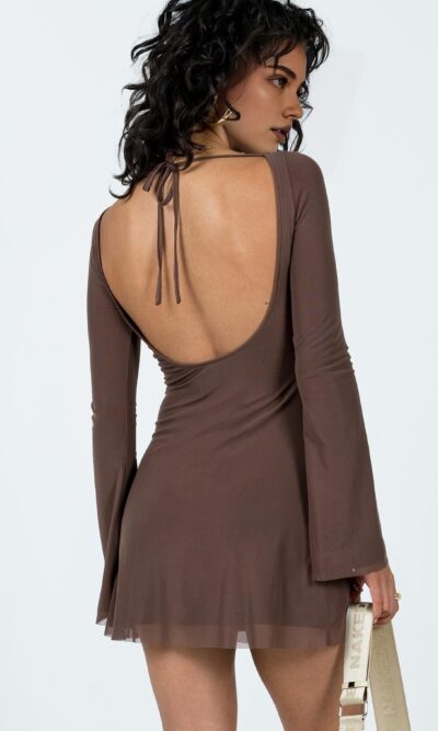 Tulle Long Sleeve Mini Dress