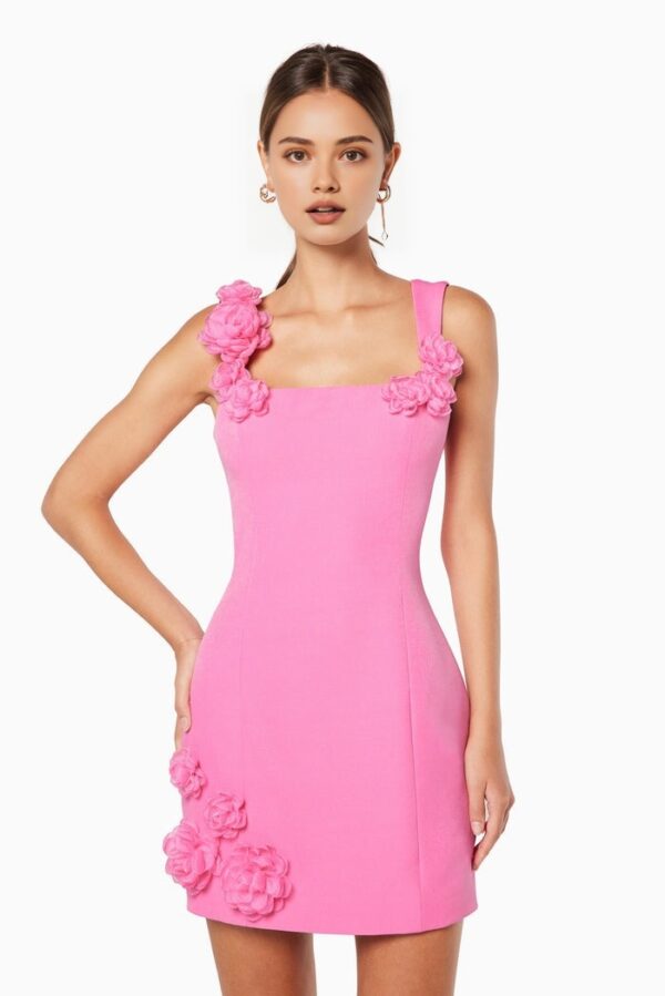 Spaghetti Strap Floral Backless Mini A-Line Dress