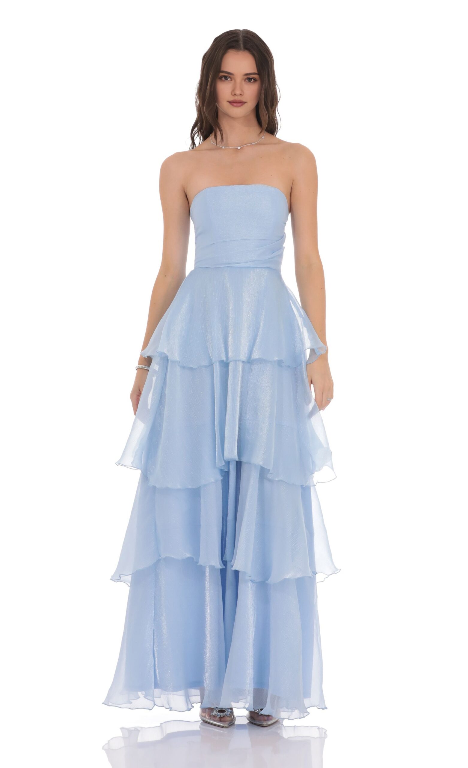 Corset Ruffle Strapless Maxi Dress