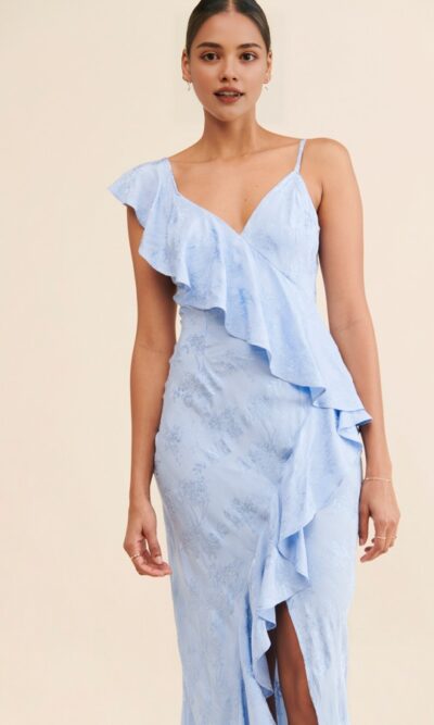 Asymmetric Ruffled Maxi Dress