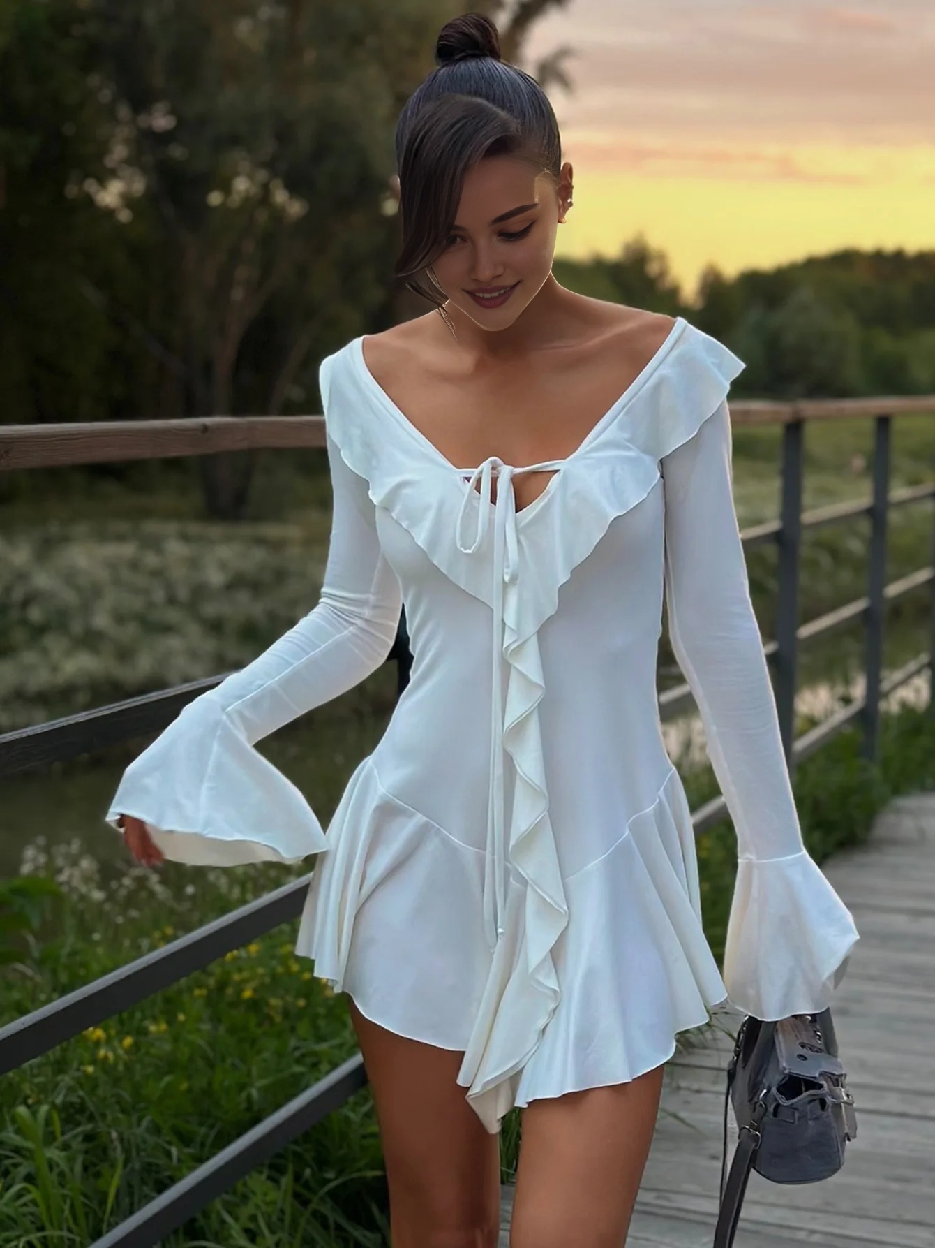 draped-ruffle-long-sleeve-mini-dress-white-5