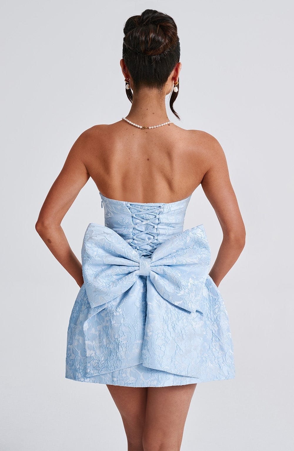 Melty Kisses Strapless Bow Mini Dress