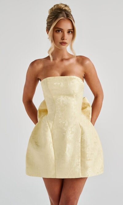 Melty Kisses Strapless Bow Mini Dress