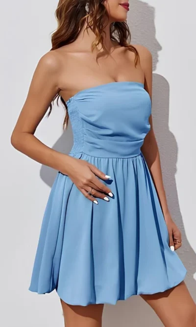Ruffled Strapless Mini Dress
