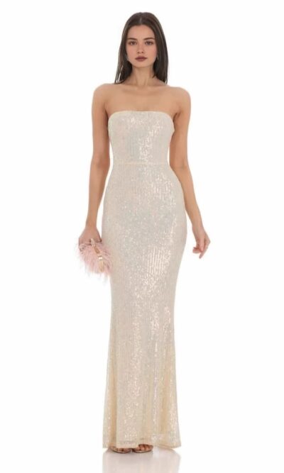 Sequin Strapless Maxi Dress