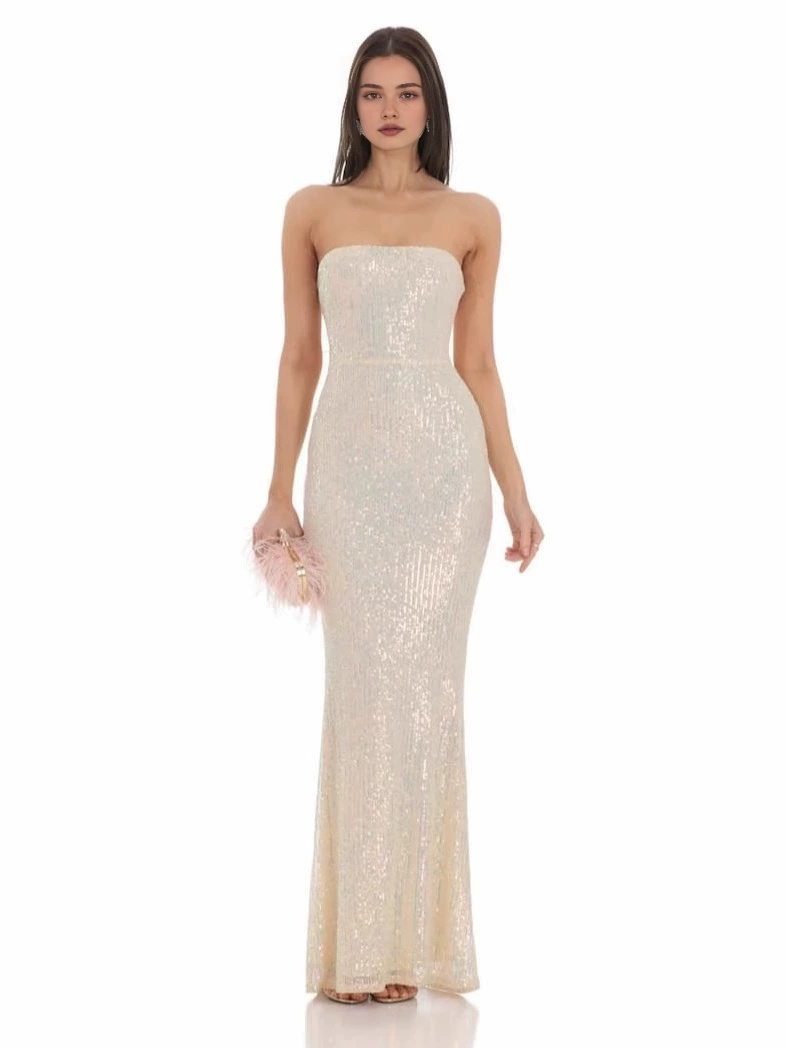 Sequin Strapless Maxi Dress