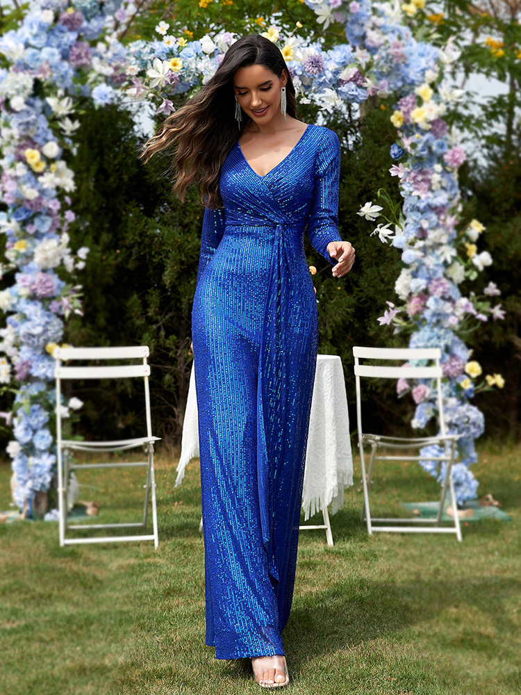 long-sleeve-v-neck-sequined-evening-dress-blue-1