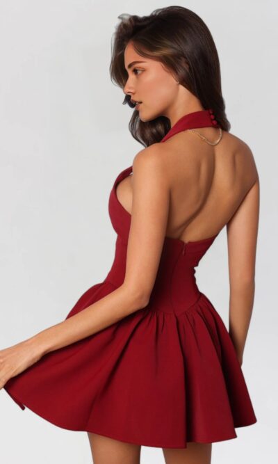 Square Neckline Ruffled Hem Mini Dress