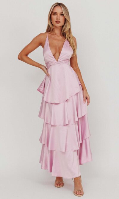 Tiered Frill Strappy Back Maxi Dress